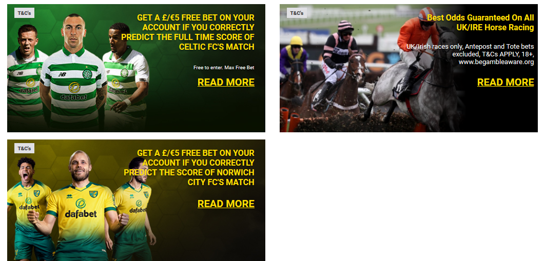 Dafabet Sportsbook Promotions Banners