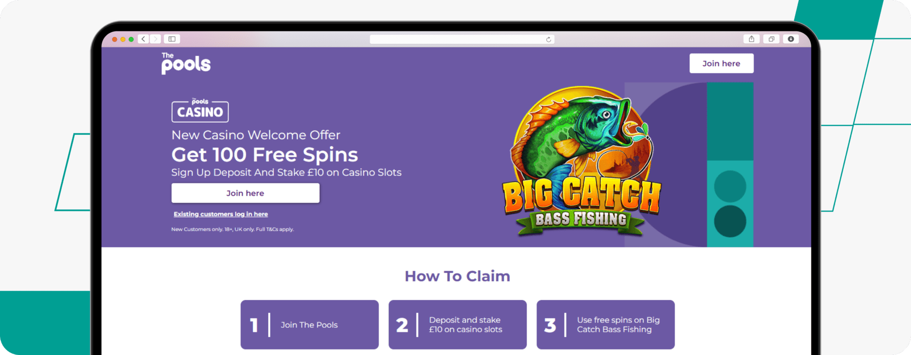 screenshot of the pools casino welcome offer